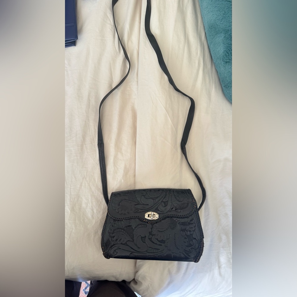 Elegant Black Embossed Shoulder Bag